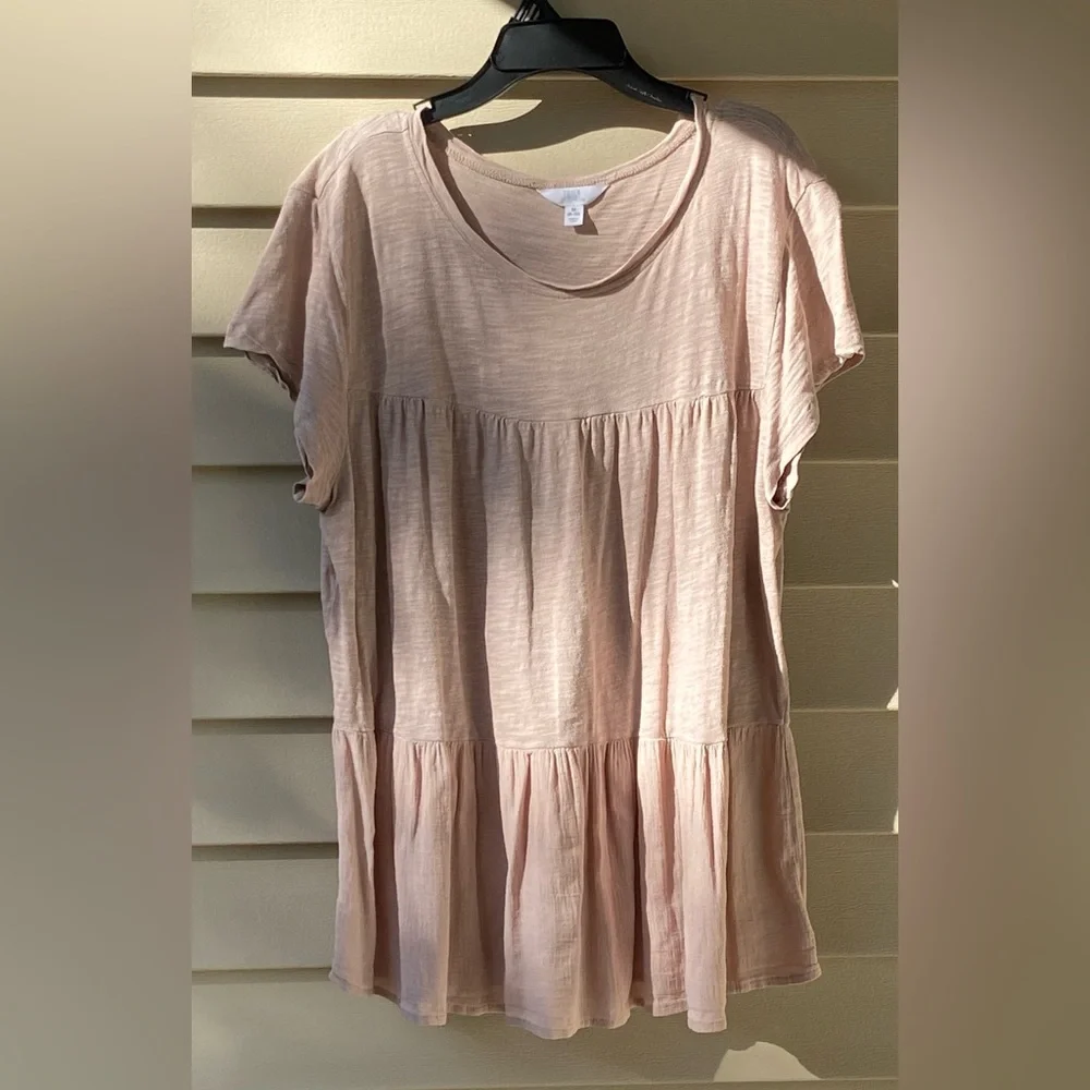 Used Time & True Sz-M/8-10 Cotton Pheasant Top, Tan, Well Worn-In Fair Condition